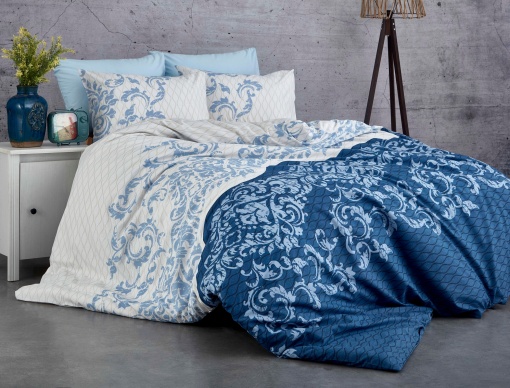 Lenjerie de pat 1 Persoana Model Lucca Blue