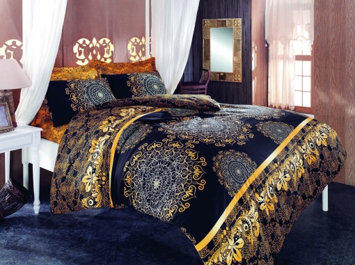 Lenjerie de pat 1 Persoana Model Osmanlı Yellow