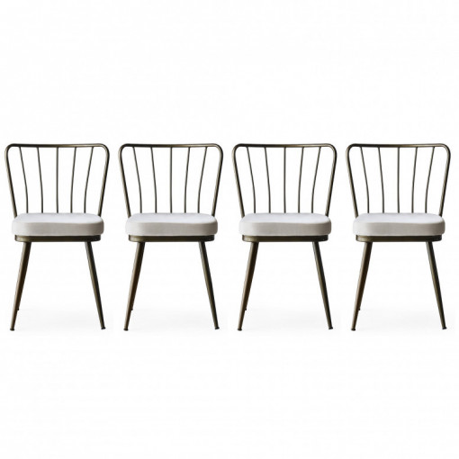Set 4 scaune Model Star, Cupru/Alb, 43x42x82 cm