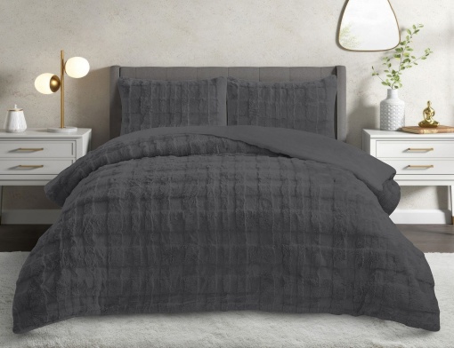 Set Cuvertura de pat 1 Persoana Model Rabbit Anthracite