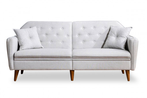 Canapea extensibila 3 locuri PWF-0179 material textil de culoare crem 202x82x83cm