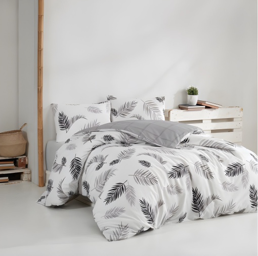 Lenjerie de pat dublu Model Plume Grey