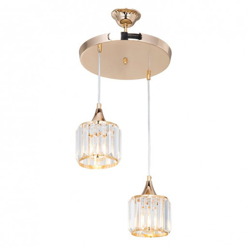 Lustra cu doua lumini PWL-1025, E27 auriu-sticla, 30x70 cm