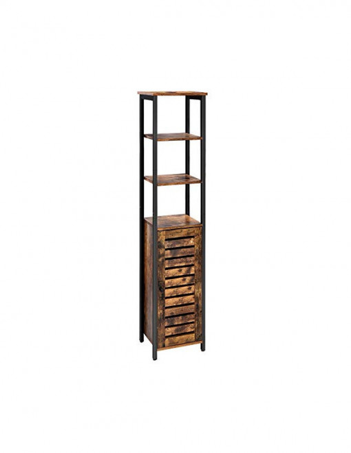 Raft cu polițe Model Ellianna, Maro rustic/Negru, 37x30x167 cm