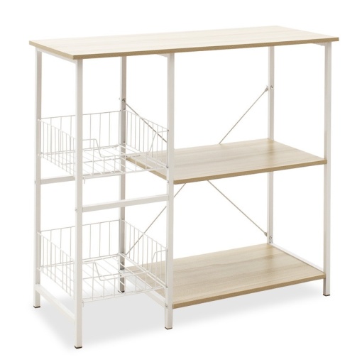 Raft Noon cu MDF de culoare alb - culoare lemn natural 80x34x75cm