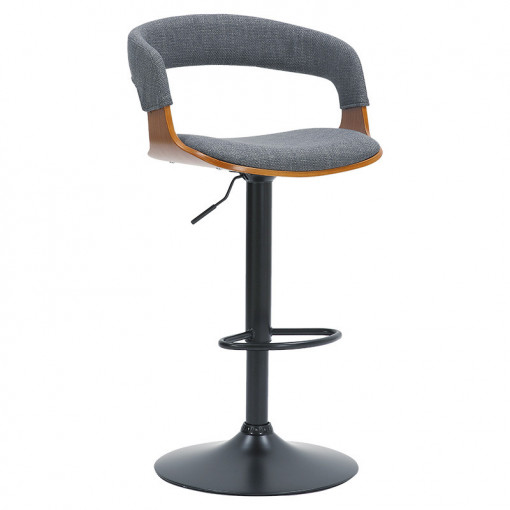 Scaun de bar, inaltime ajustabila,, Model Zero, Gri/Nuc, 50x48x109 cm