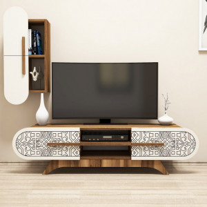 Ansamblu Comoda TV Defne Walnut-Cream - Img 2