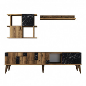 Ansamblu Comoda TV Madrid Walnut-Negru - Img 5