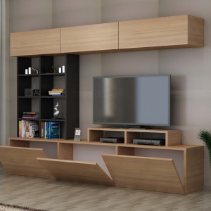 Ansamblu Comoda TV Sasa Teak-Negru - Img 2