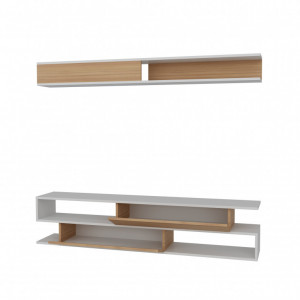 Ansamblu Comoda TV Sims Alb-Teak - Img 6