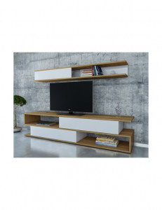 Ansamblu Comoda TV Sims Alb-Teak - Img 1