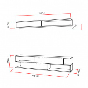 Ansamblu Comoda TV Sims Alb-Teak - Img 3