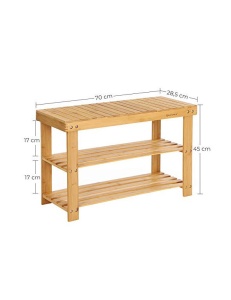 Banca cu suport pantofi Model Isabelle, Natural, 28.5x70x45 cm - Img 6