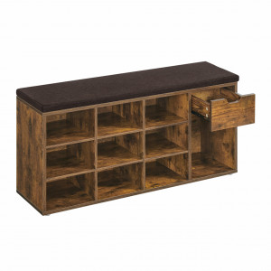 Banca cu suport pantofi Model Lionel, Maro, 104x30.5x48 cm - Img 7