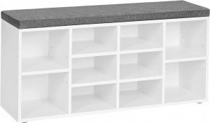 Banca cu suport pantofi Model Ryleigh, Alb, 104x30x48 cm - Img 2