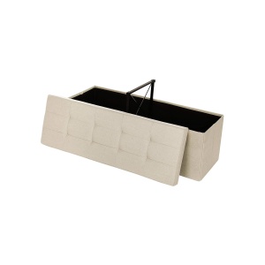 Bancă pliabilă cu spațiu de depozitare 120 L și șezut tapițat, Bej, 110 × 38 × 38 cm - Img 2