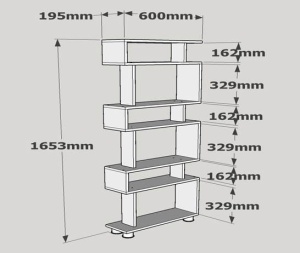 Bibliotecă Blok Alb 60x165x19.5 cm - Img 4