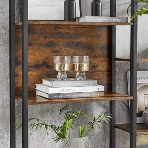 Biblioteca cu rafturi Model Lauren, Maro rustic/Negru, 158x24x166 cm - Img 7