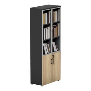 Bibliotecă Lotus, natural/antracit, 80x40x200 cm