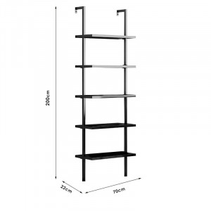 Biblioteca Pako World, Model Harris, 70x22x200 cm, Negru - Img 3