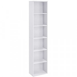 Biblioteca Vasagle, Model Monica, 40x24x178.5 cm, Transparent/Alb - Img 2