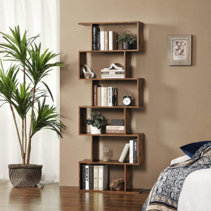 Biblioteca Vasagle, Model Reese, 70x24x190,5 cm, Maro Rustic - Img 2