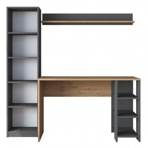 Birou cu Biblioteca Salvador, model HA116, 160x161.8x45 cm, Nuc/ Antracit - Img 6
