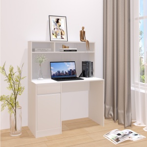 Birou cu rafturi Model Secreta, Alb, 110x50x135 cm - Img 2
