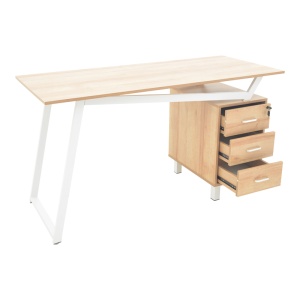 Birou cu sertare Model Prosper, Alb/Natur, 140x60x75 cm - Img 2
