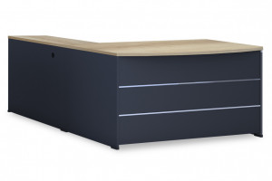 Birou de Colt Pako World, model Lotus, 180x75x160 cm, Antracit/Stejar