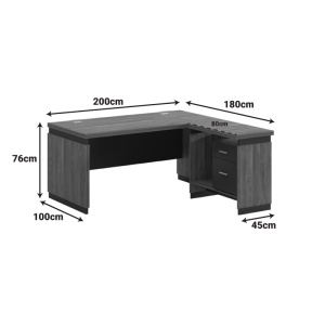 Birou Directorial Oscar, nuc/anthracite, 200x180x76 cm - Img 4