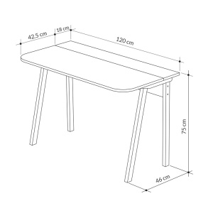 Birou Model Malia, Natur/Cappuccino/Alb, 120x60.5x75 cm - Img 4