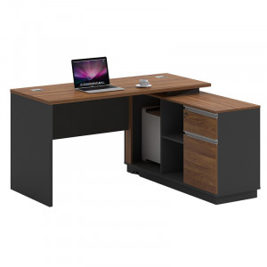 Birou pe colt dreapta Oscar nuc - antracit 160x140x76cm - Img 1