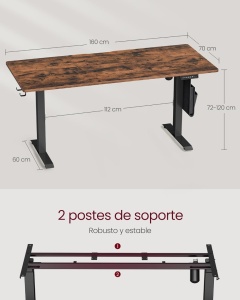 Birou reglabil Vasagle Maro 160x70x120 cm