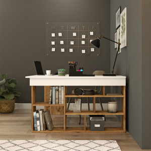 Birou Rosaline Alb - Oak 120x129x72 cm - Img 3