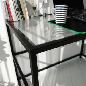 Birou Salvador, model Calisma, 130x75x60 cm, Negru/Sticla - Img 10