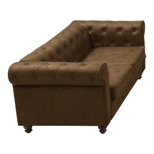 Canapea 2 Locuri Chesterfield type 2-seater sofa, maro antichizat, 160x67x84 cm - Img 3