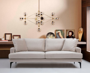 Canapea 2 locuri Leyla Gri deschis 180x63 cm - Img 1