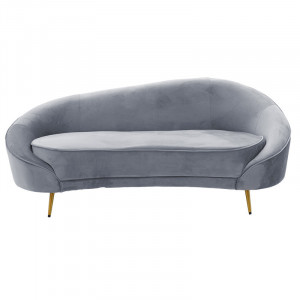 Canapea 3 locuri Amora catifea gri inchis - metal auriu 180x81x77cm - Img 2