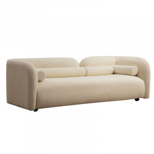 Canapea 3 locuri Tranquil material textil boucle crem 228x90x74cm - Img 1