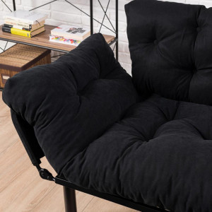 Canapea extensibila 2 locuri PWF-0018 cu stofa de culoare neagra 155x73x85cm - Img 7