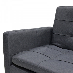 Canapea extensibila 3 locuri material textil flexibila gri inchis 198x87x76 - Img 8