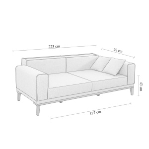 Canapea extensibilă cu 3 locuri Liones Antracit 223x82x94 cm - Img 12