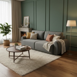 Canapea extensibilă Hungie, gri, 3 locuri, 250x92x89 cm