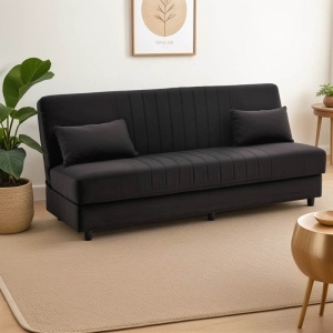 Canapea Extensibila Romina, negru, 3 locuri, 190x85x90 cm