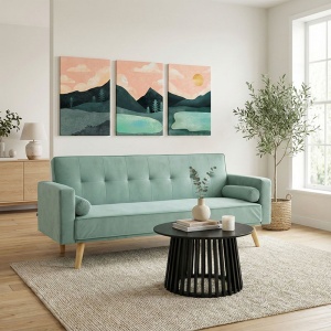 Canapea Extensibila Success, verde menta, 3 locuri, 190x80x84 cm