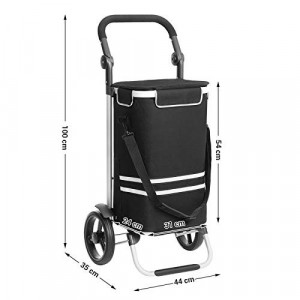 Carucior pentru cumparaturi, Songmics, Negru, 44x35x100 cm - Img 6