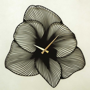 Ceas de perete decorativ din metal Azalea Negru 70x70 cm - Img 4