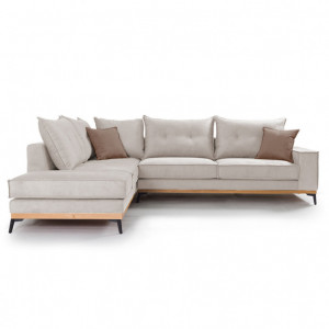 Coltar Dreapta Luxury II Crem - Mocha - Negru 290x235x90 cm - Img 2