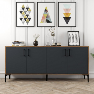 Comoda Model Kiev, Nuc/Antracit, 180x35x78 cm